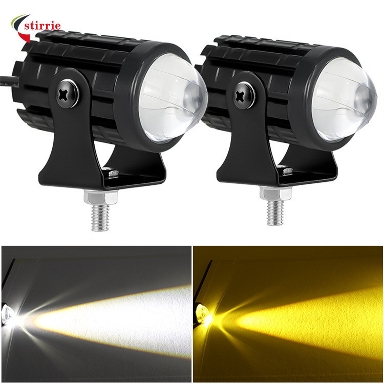 【Ready Stock】White Yellow Dual Color Motorcycle LED Headlight Fisheye ...