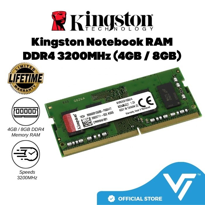 Kingston Notebook Laptop SODIMM Memory RAM DDR4 4 / 8 GB 3200MHz ...