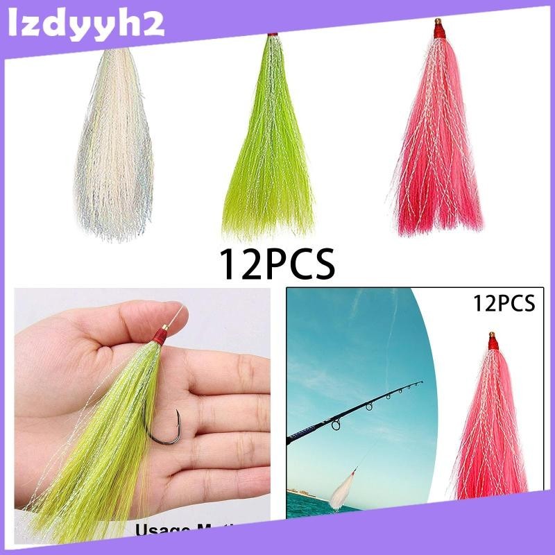 [LzdyyhacMY] 12 Pieces Fishing Bucktail Hair Teaser for Bass ...