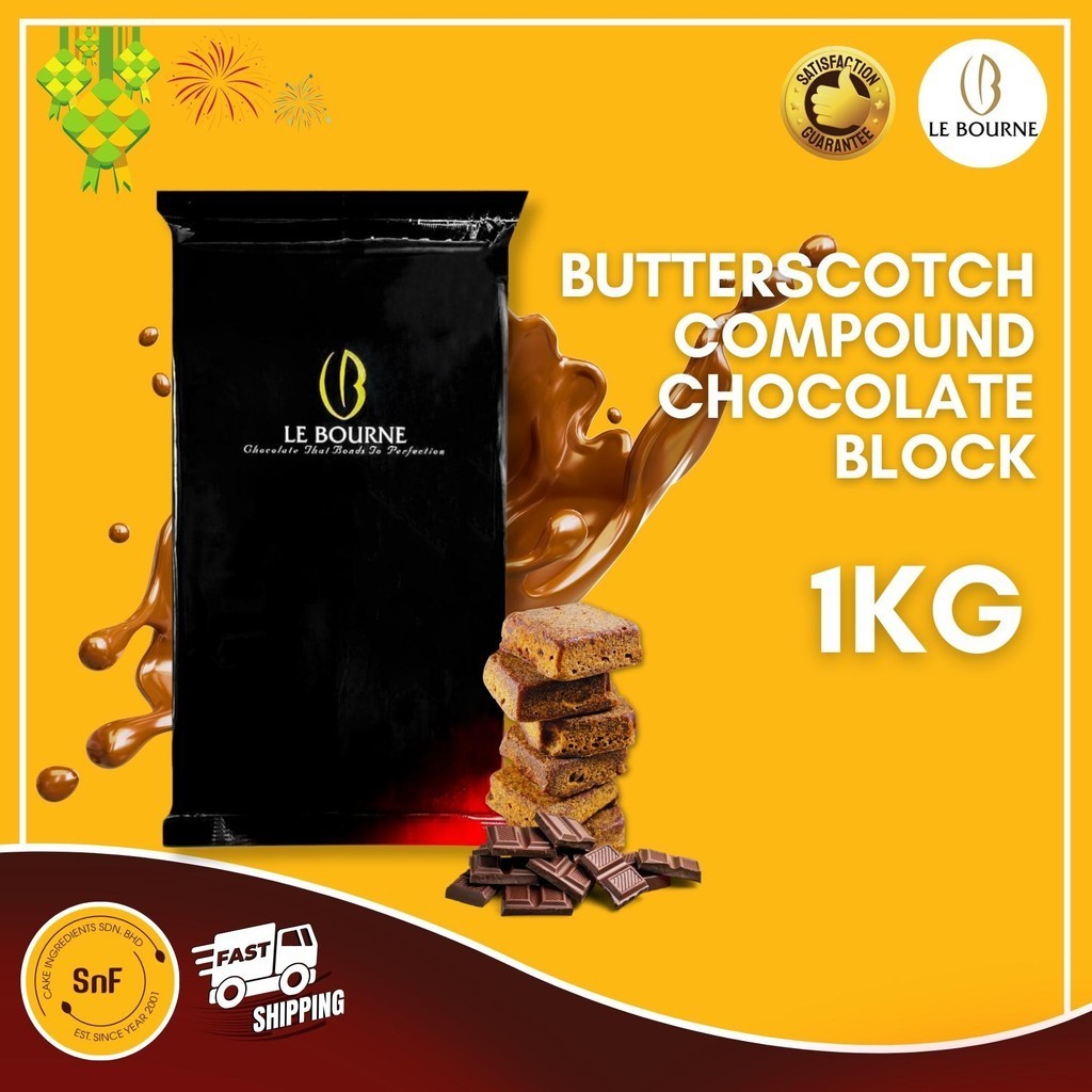 LE BOURNE Butterscotch Compound Chocolate Block Premium HALAL 1kg ...