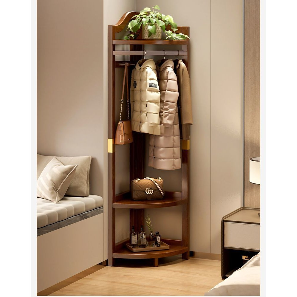 Bamboo Mountain Corner Coat Rack Solid Wood Hanger Floor Bedroom Does ...