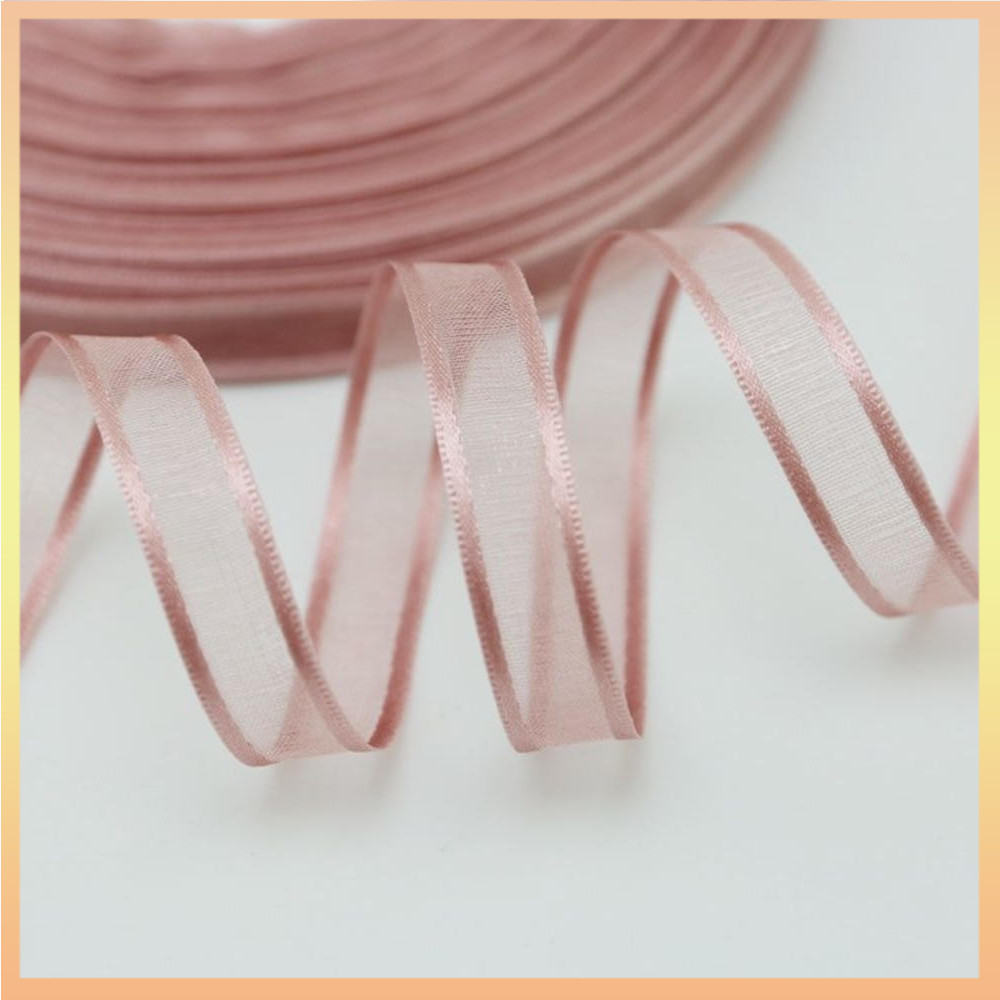 (50 Yards/roll) 3/8 '' Wide Edge Snow Gauze Ribbon With Fresh Flower ...