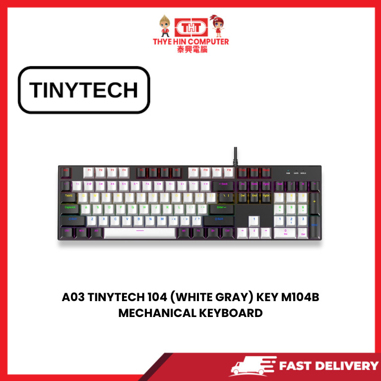 A03 TINYTECH 104 (WHITE GRAY) KEY M104B MECHANICAL KEYBOARD | Shopee ...