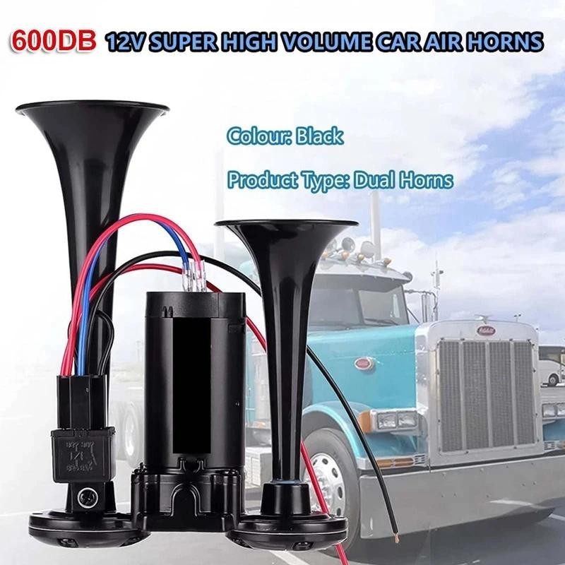 Train Electric Air Horn For Trucks Car Boats 600DB 12V Dual - Foto 12