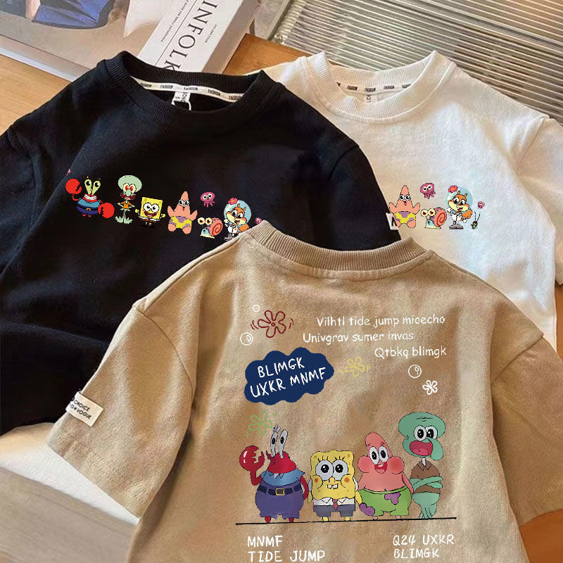 【100% Cotton】cute Double-printed T Shirt 2-14Y Baby Boys Gils Tshirt ...