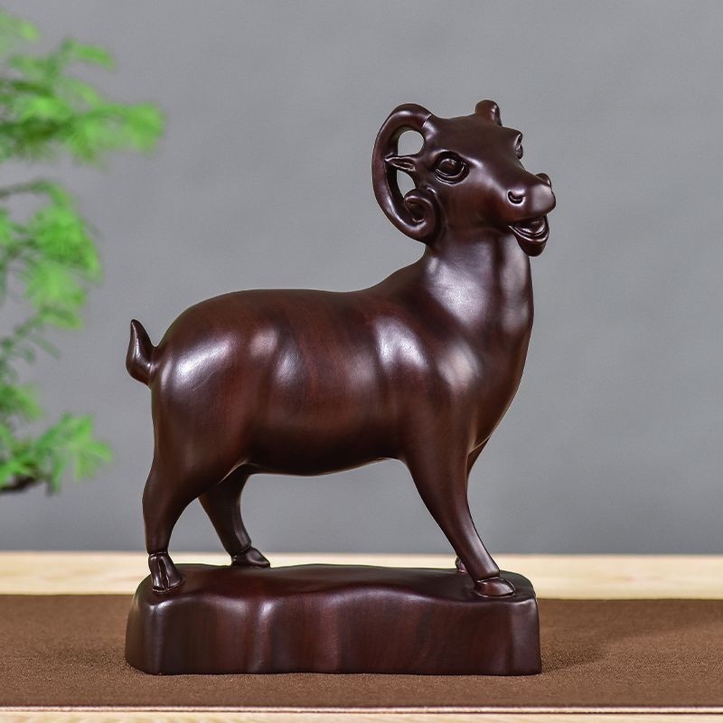 Ebony Wood Carving Sheep Ornaments Home Solid Wood Carving Crafts ...