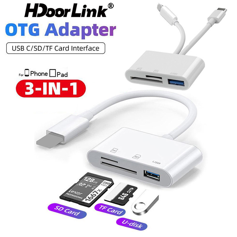 HdoorLink 3 in 2 SD Card Reader For i-Phone i-Pad Micro SD TF Card ...