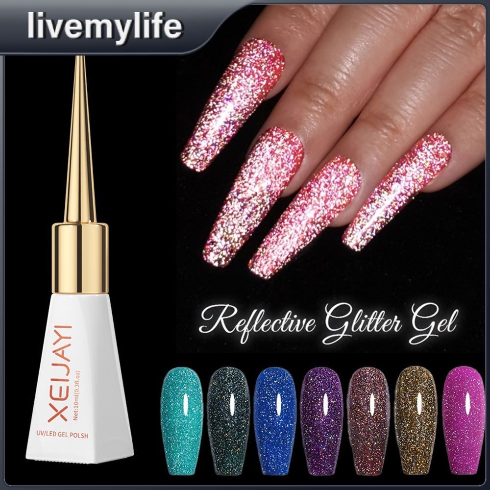 7 Colors XEIJAYI Super Flash Laser Crushed Diamond Nail Polish Colorful