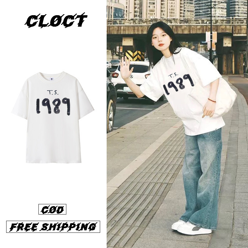 G0005 Cloct unisex Style 100 Cotton American Retro Short Sleeve Tshirt Woman Oversized Baggy T Shirt Baju Jalan COD Shopee Malaysia