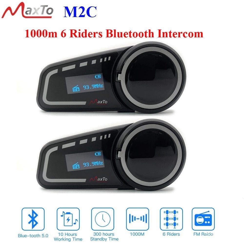 MAXTO M2C 1000M Motorcycle Helmet Bluetooth Intercom Headset With LCD ...