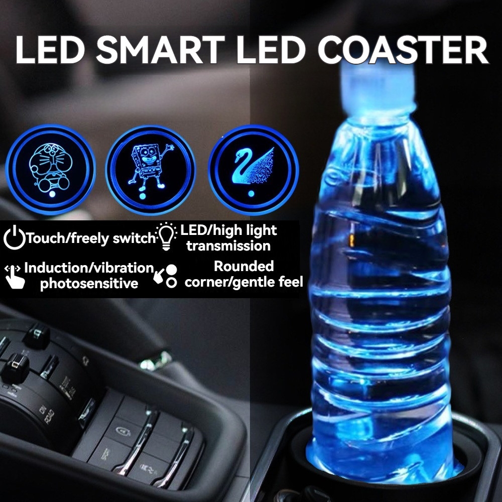 1 Pcs Car LED Luminous Coaster Cup Bottle Drinks Mat Anti Slip Pad ...
