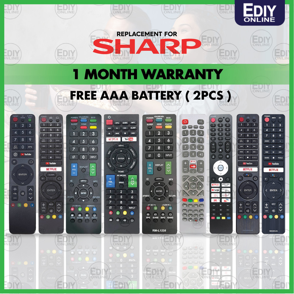 【𝐅𝐑𝐄𝐄 𝐁𝐀𝐓𝐓𝐄𝐑𝐘 𝐀𝐀𝐀𝐗𝟐】 Replacement Remote control For SHARP Led Lcd TV ...