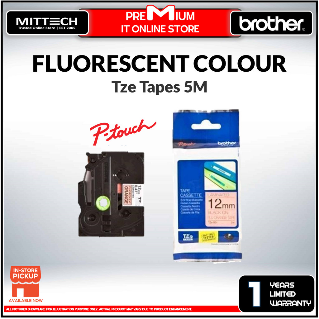 Brother Genuine 12mm 24mm Tze B31 B51 C31 C51 P-Touch TZe Laminated ...