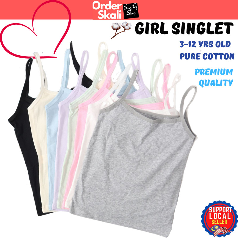 3-12yrs Baju Singlet Budak Perempuan Girl Singlet Kids Camisole Inner ...