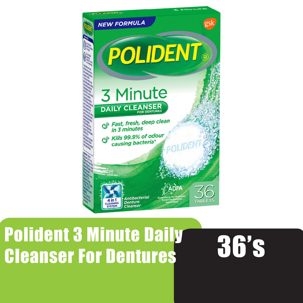 POLIDENT Cleanser For Denture (3 Minute Antibacterial) 36 Tablets