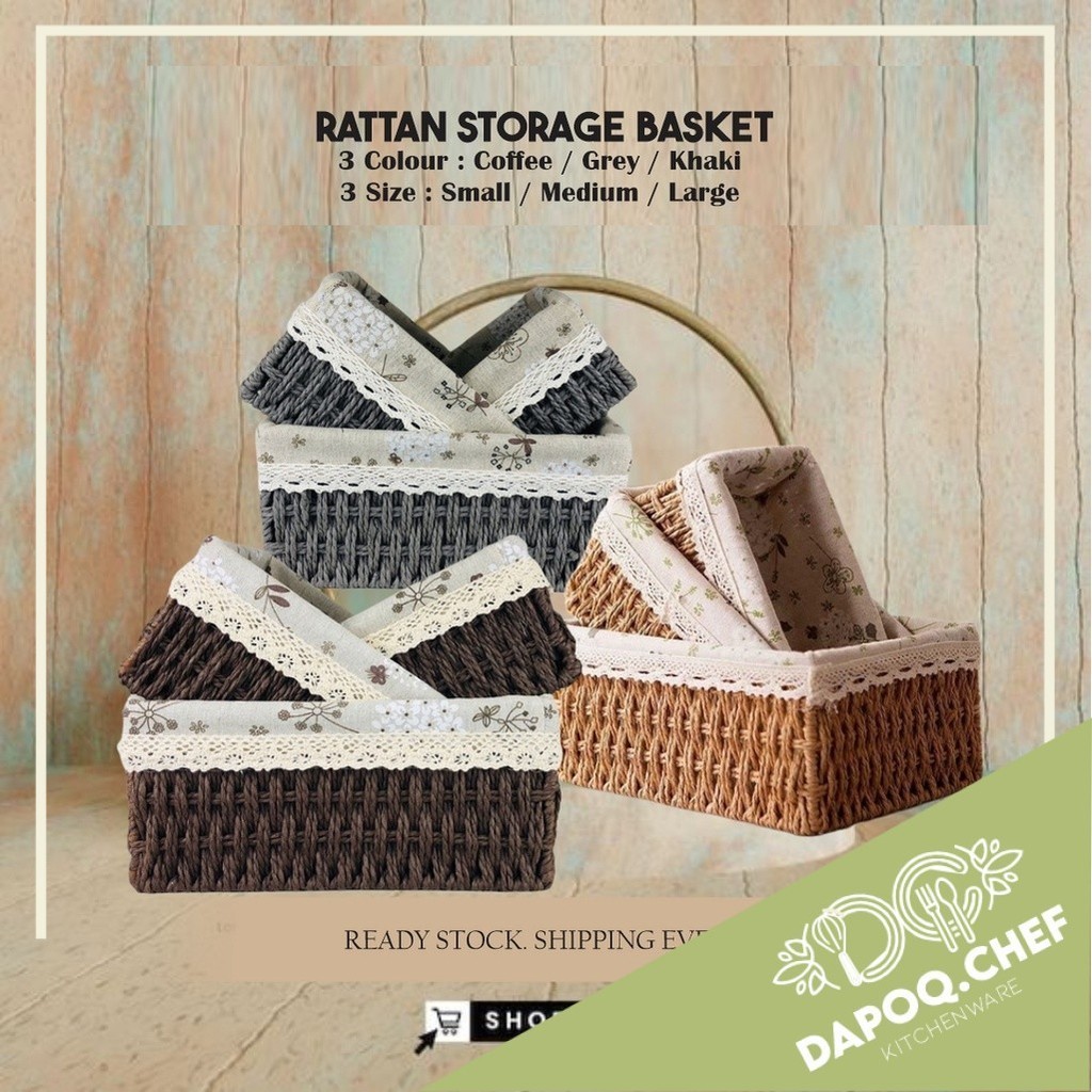 DC Bakul Rotan Murah Basket Rattan Organizer Storage Rack Toys Box ...