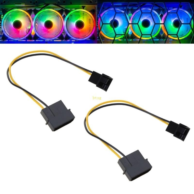 BT 3Pin to 4Pin Molex PassThrough Fan Power Adapter Cable 4Pin Molex