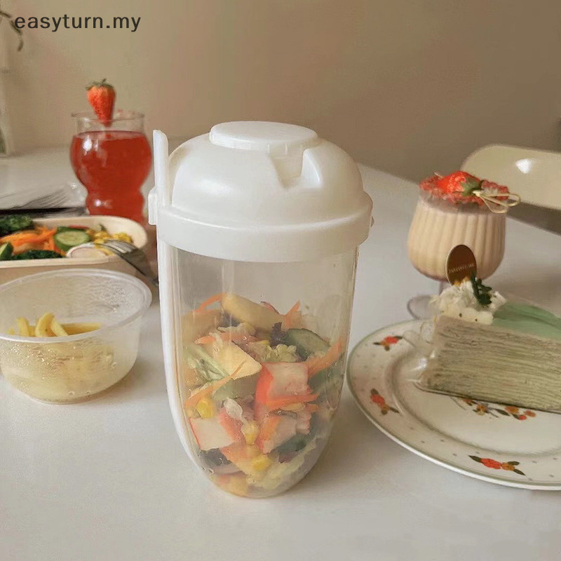 easyturn Portable Salad Cup With Fork Fresh Salad Container Bottle ...