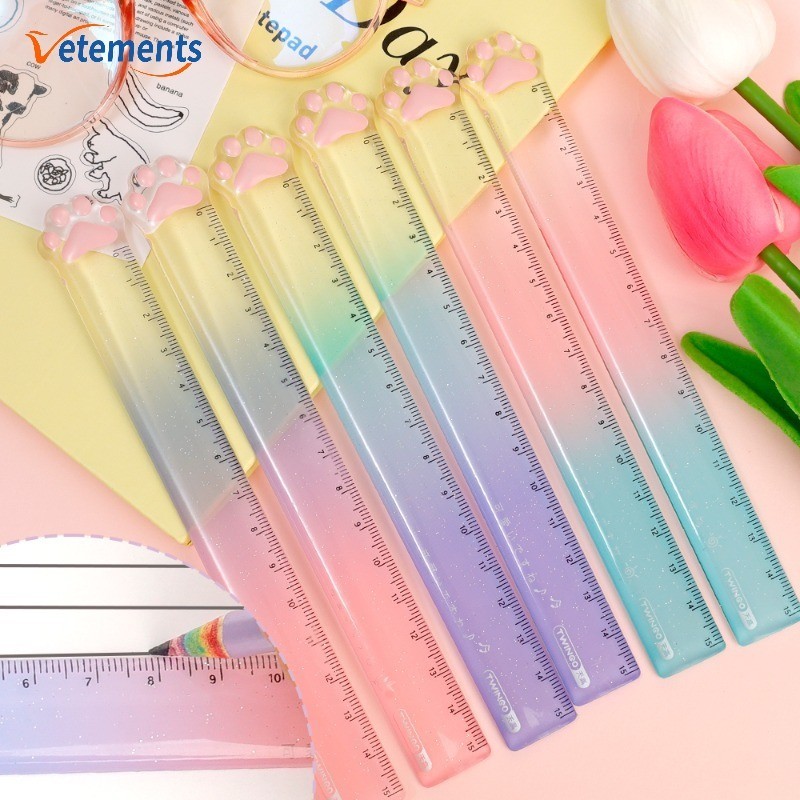 15cm Gradient Color Cute Cat Claw Measuring Ruler - Children Drawing ...