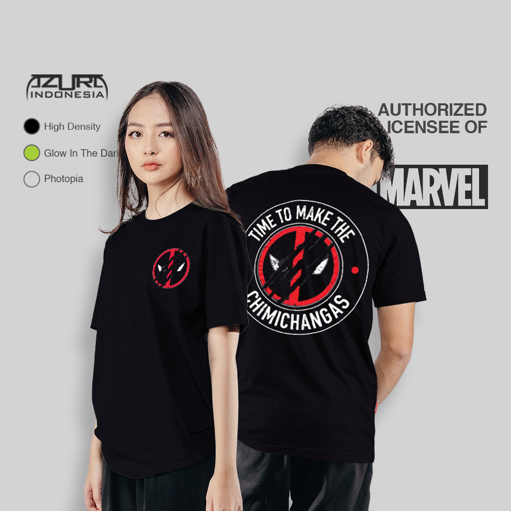 HITAM Azura Tshirt Marvel Original DeadPool X Wolverine Chimichanges ...