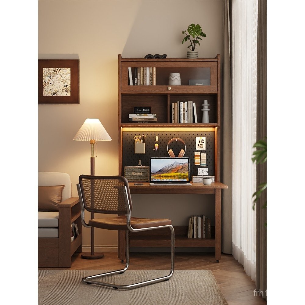 Arctic Tree Solid Wood Desk Bookshelf Integrated Wall Desk Home Study ...