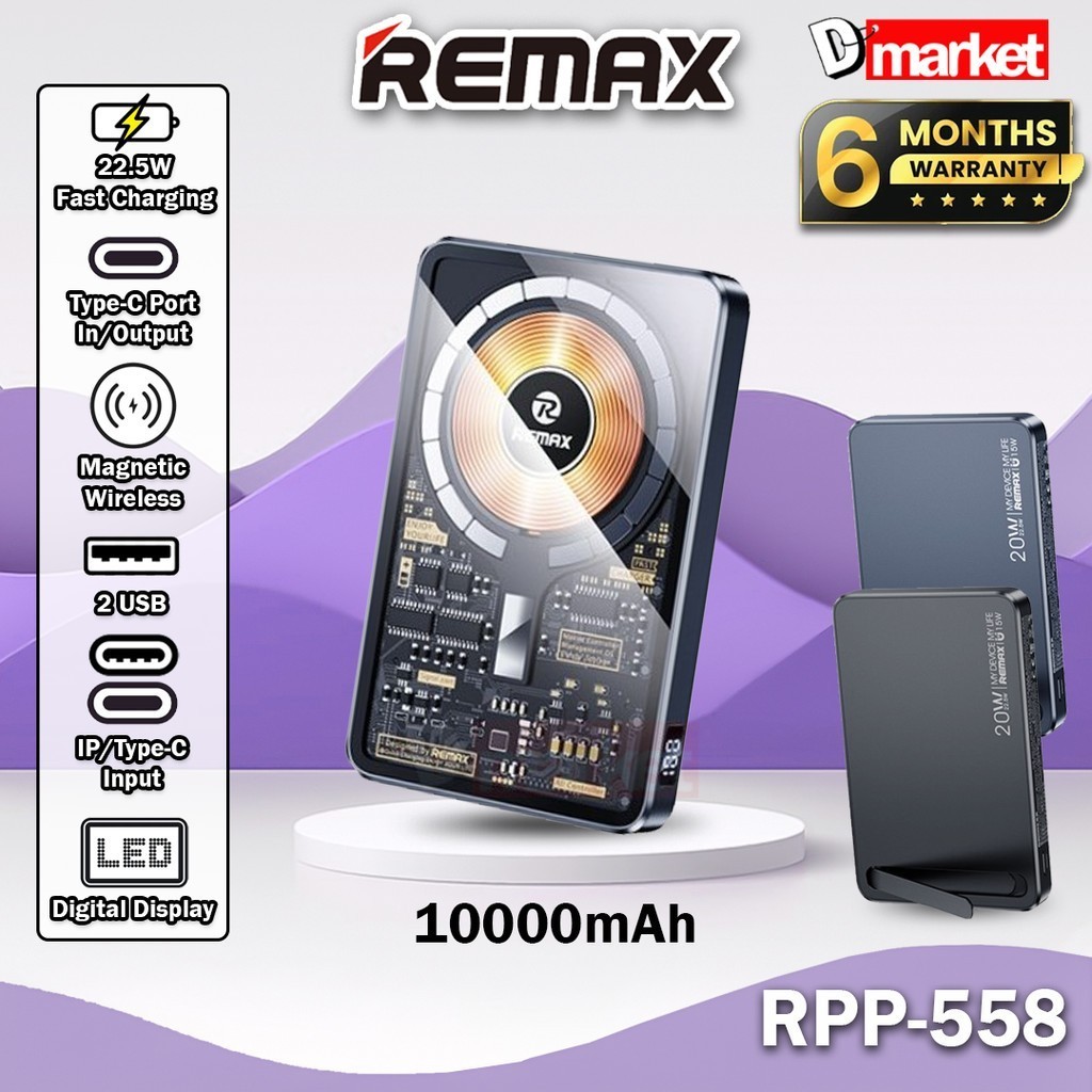 Remax RPP-558 10000mAh Powerbank Magnetic Wireless Pawer Bank 22.5W ...