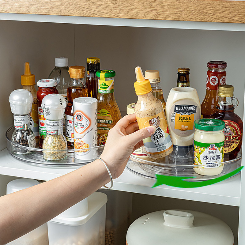360°Rotating Storage Turntable Tray Condiment Seasoning Rack Kitchen ...