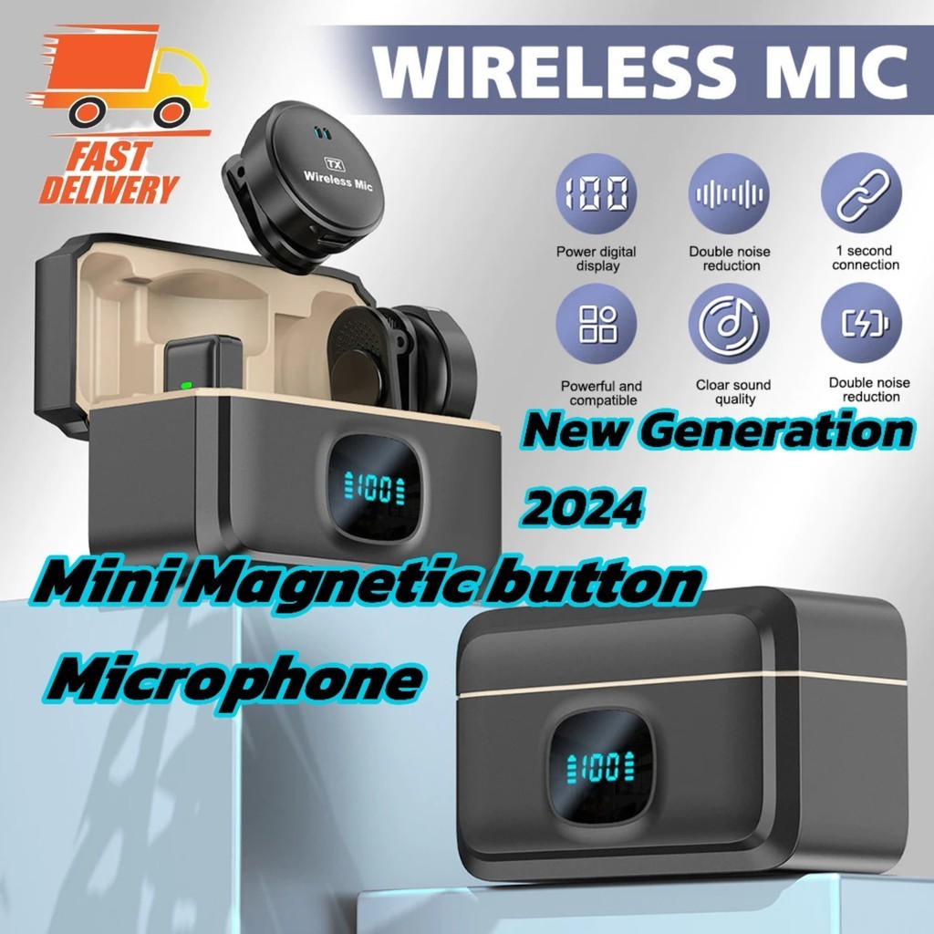 NEW GEN MINI BUTTON Magnetic Clip Profissional Wireless Lapel Double ...