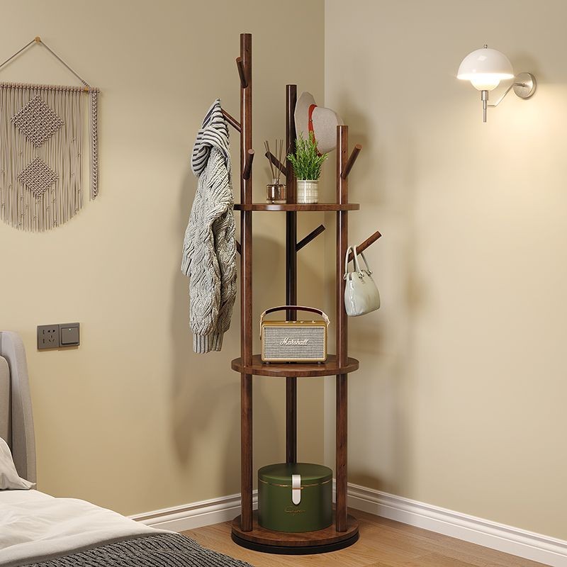 Solid Wood Rotating Coat Rack Floor Hanger Bedroom and Household ...