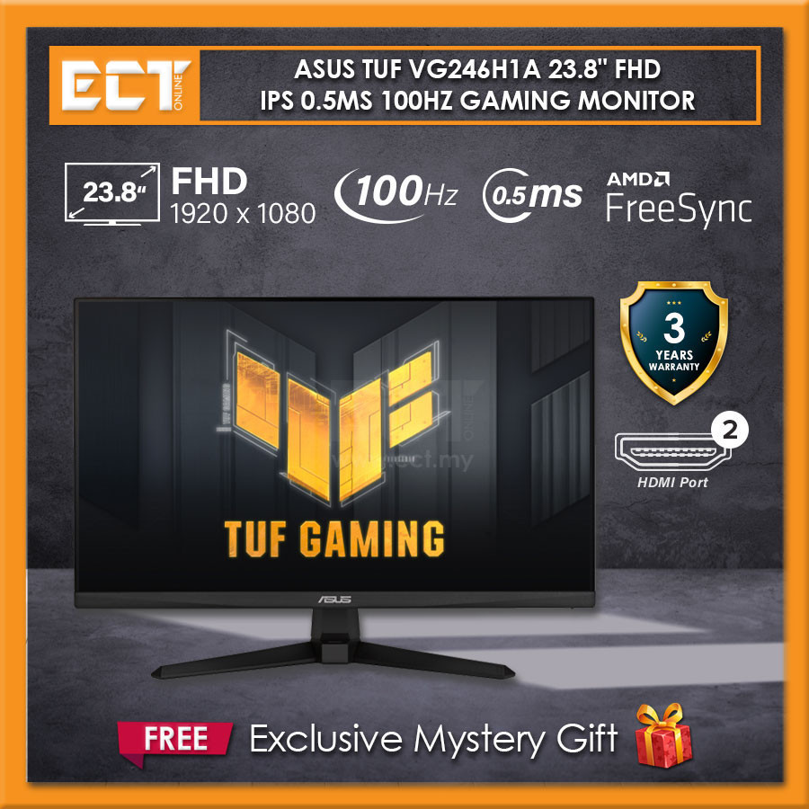 ASUS TUF Gaming VG246H1A – Moniteur 24" Full HD IPS 100Hz, 0.5ms MPRT, FreeSync, ELMB, Idéal Gaming Et Usage Quotidien
