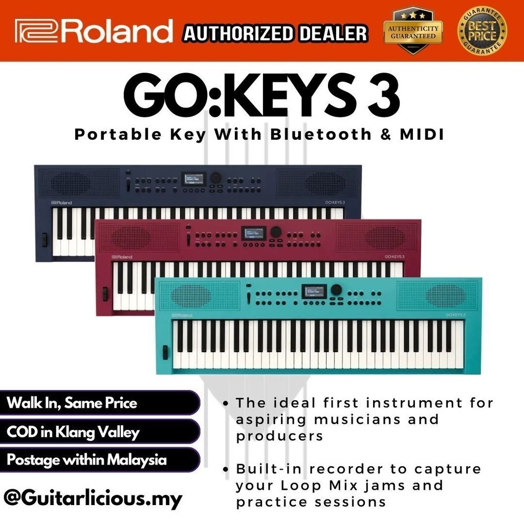 Roland GO:KEYS 3 Portable Keyboard with Bluetooth and MIDI ( RolandGO ...