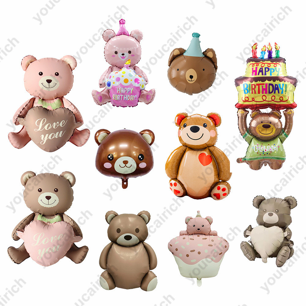 Teddy Bear Cake Pink Love Cute Bear Foil Balloon for Birthday Party Toy ...
