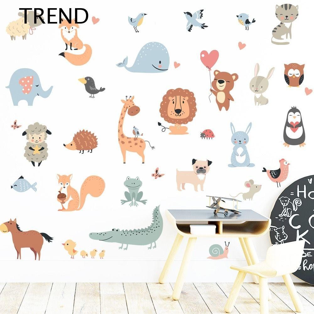 TREND 4pcs/1set Watercolor Wall Sticker, Cartoon Cute Door Stickers ...