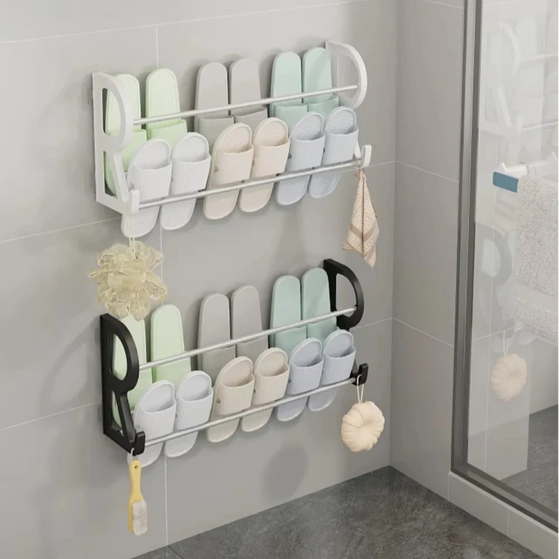 Wall Mounted Shoe Rack Rounded-Corner Multi-Functional Shoe Storage ...
