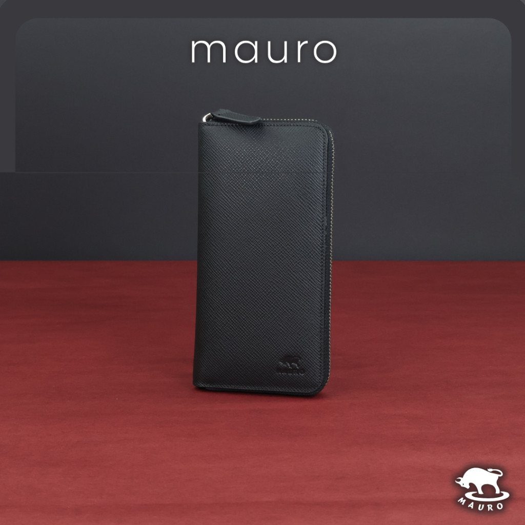 Mauro Genuine Leather Bi Fold Compact Zipper Long Wallet with RFID ...
