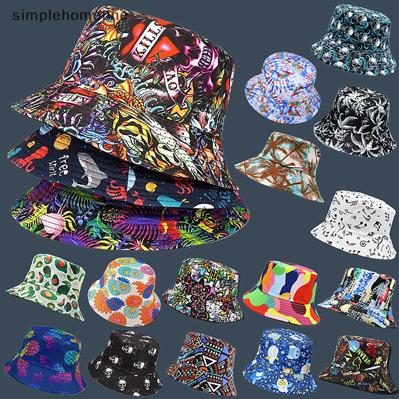 SLMY Printed Fisherman's Hat Bucket Hats Animal Letter Print Fisherman ...