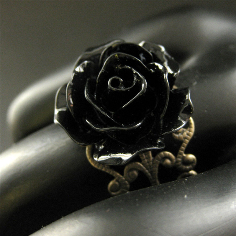 Gothic Style Black Rose Adjustable Ring Magic Art Pagan Gothic Style ...
