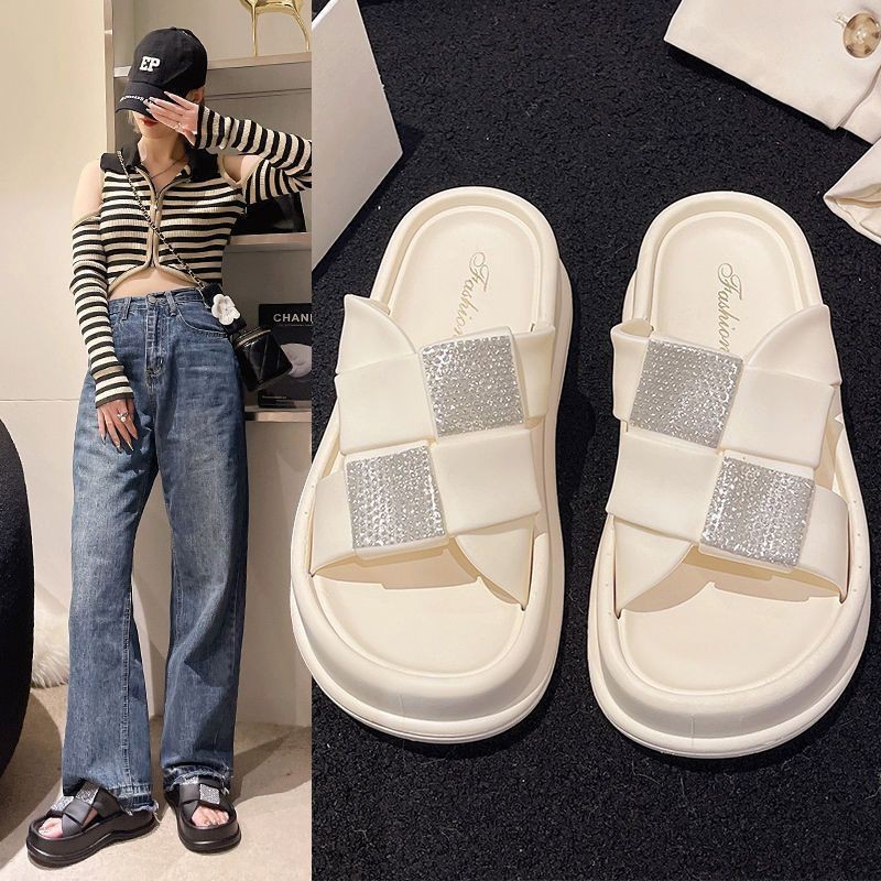 Ready Stock Order 2024 New Style Square Diamond Heightening Women s Slippers Chanel Style Fashionable All Match Thick Soled Casual Wear Shopee Malaysia