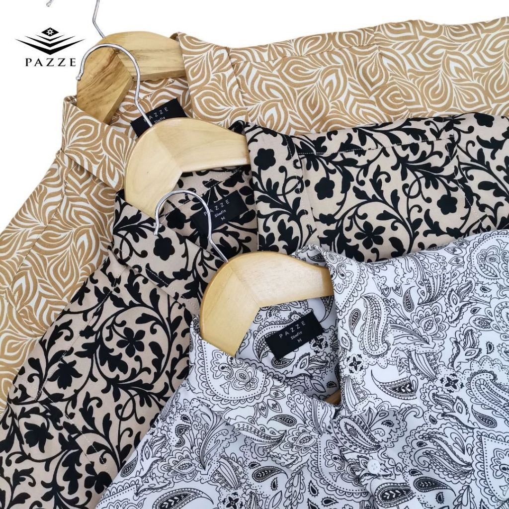 Pazze Baju Batik Slim Fit Short Sleeve | Shopee Malaysia