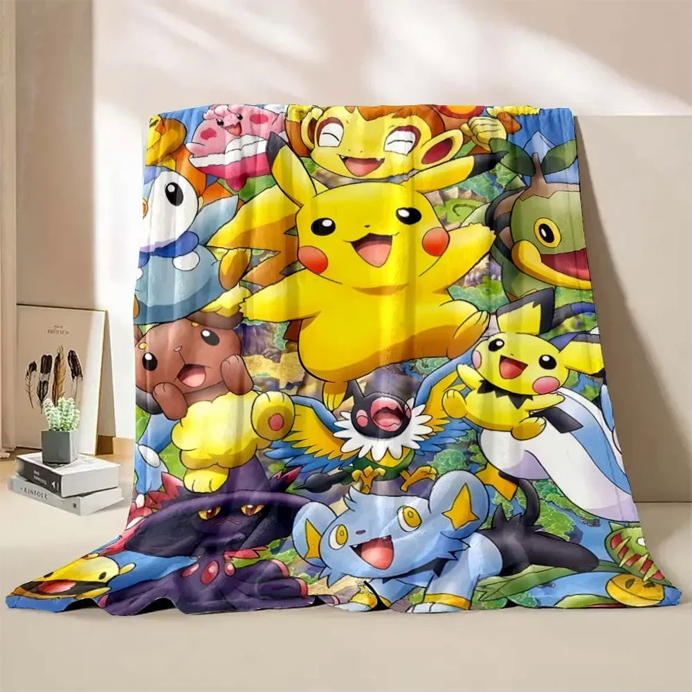 Poke-mon Pikachu Anime Blanket Japanese Children Cartoon Soft Fluffy ...