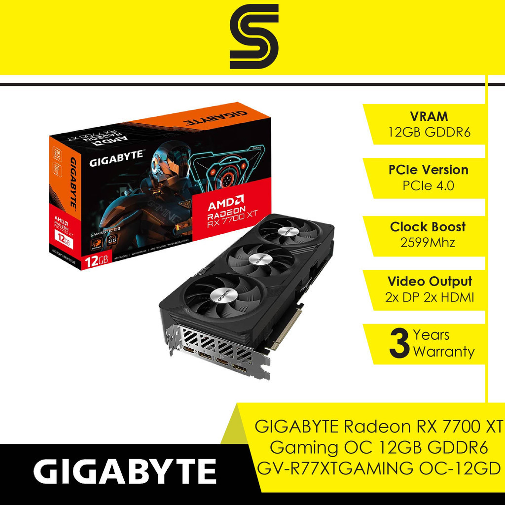 GIGABYTE Radeon RX 7700 XT Gaming OC 12GB GDDR6 Graphics Card | Shopee ...