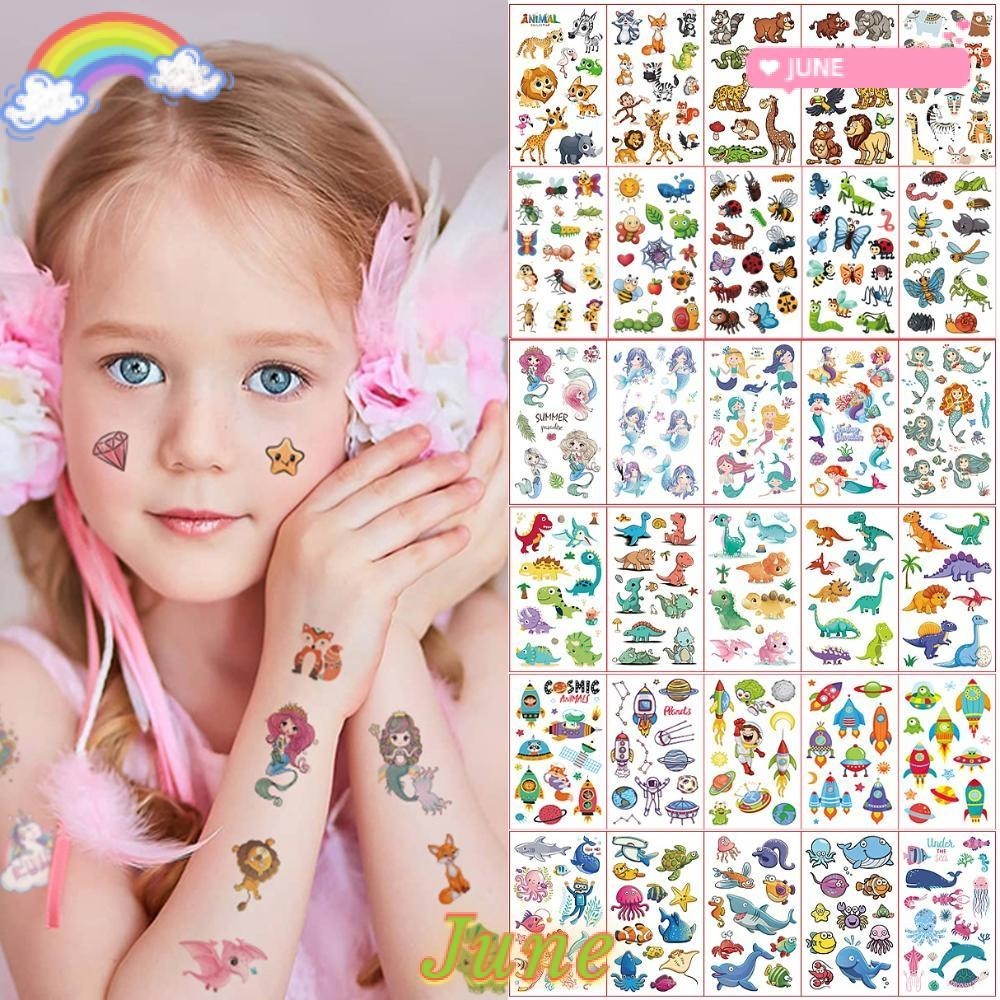 JUNE1 10 sheets/set Kids Tattoo Stickers Party Decor Boys and Girls Arm