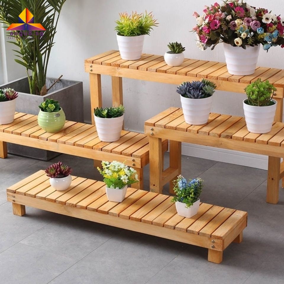 Wooden Plant Pot Trays Flower Stand Plant Stand Bench Balcony Ladder ...