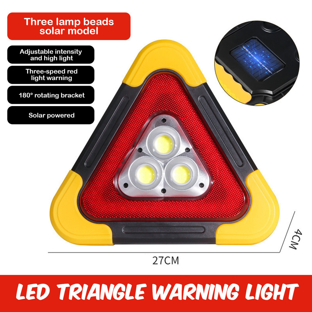 BBD Car Emergency LED Triangle Solar/Charge Lamp Outdoor Light Warning ...