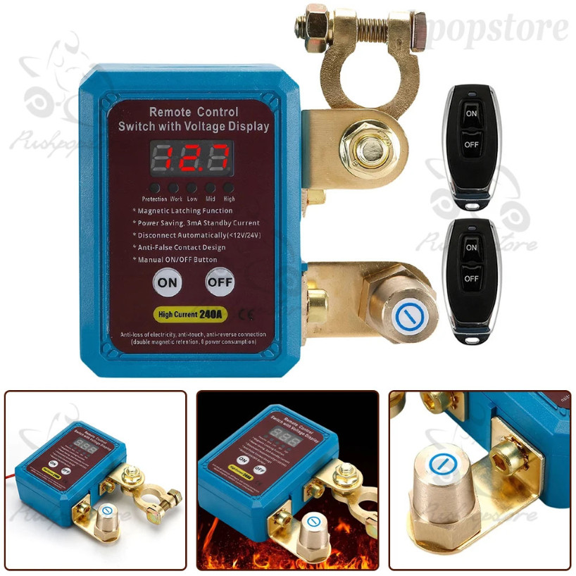 12 Remote Battery Disconnect Switch 240A Auto Power Off Kill Switch ...