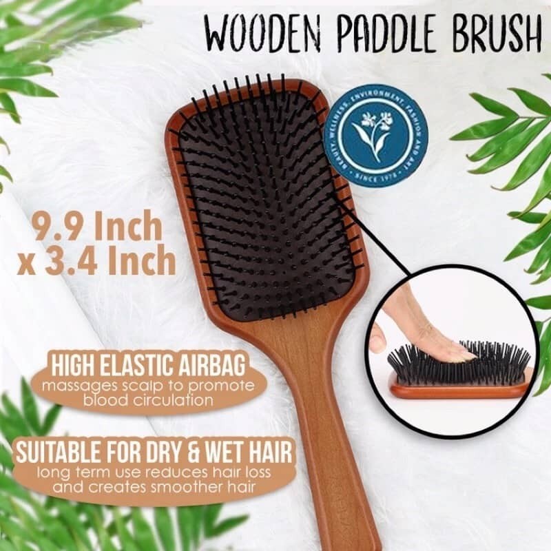 Air cushion wooden massage comb paddle brush hairdressing Sisir kayu ...
