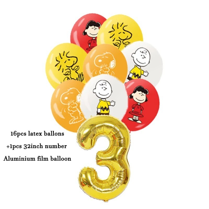 Snoopy Cartoon Party Numbers 1-9 Year Old Balloon Set Children's ...
