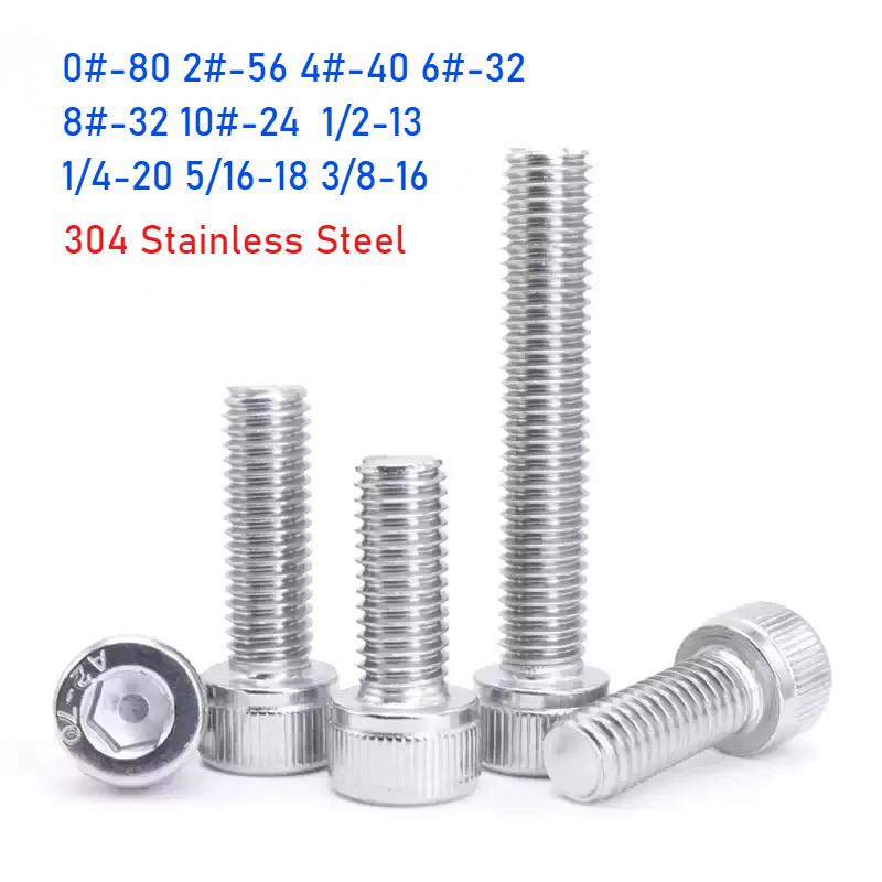 50pcs UNC 2# 56 4# 40 6# 32 8# 32 US Coarse Thread 304 Stainless Steel Allen Hex Hexagon Socket