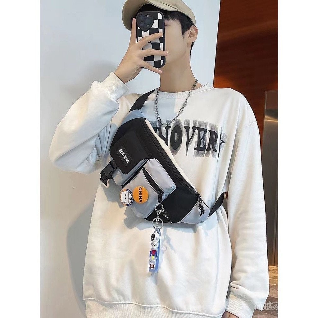 Chest pack 胸包 工装斜跨包 男士背包 个性百搭腰包 男生单肩包 Chest bag tooling diagonal bag ...