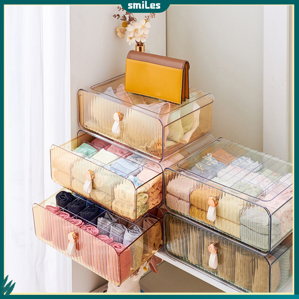 smiles Ties Storage Box Underwear Drawer Storage Box 16 Cell Clear